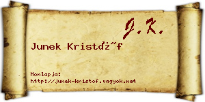 Junek Kristóf névjegykártya